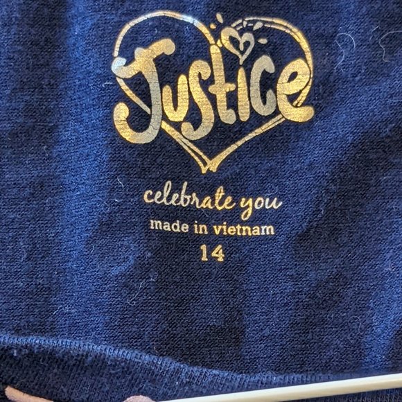 Justice Girls Navy Knit Top With Sequin Bow Shoulder Detail Size 14 (Bundle) - Picture 6 of 6